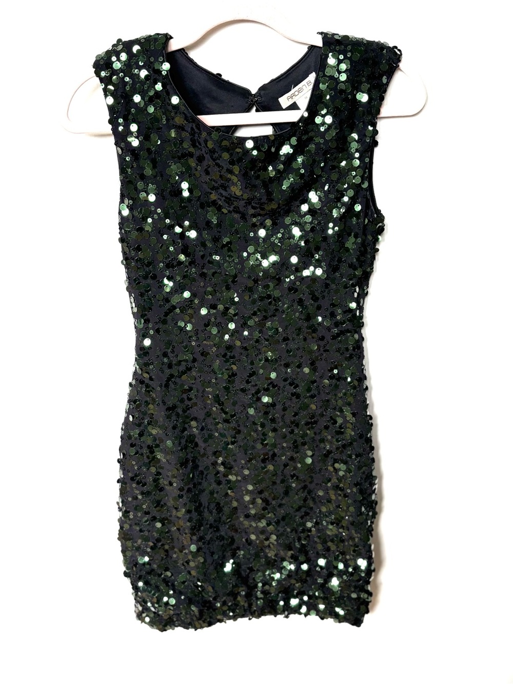 Vintage Arden B green sequin bodycon mini dress M y2k cocktail Christmas wedding